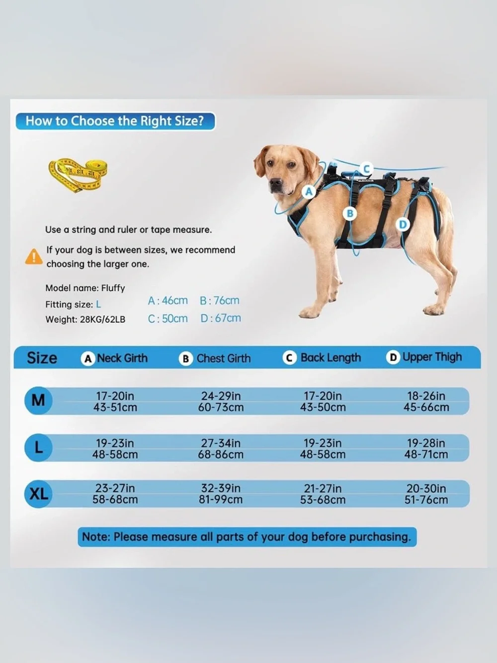 Dog Lift Harness for Large Male Dogs, 2-in-1, Back Leg Support & Mobility Assist